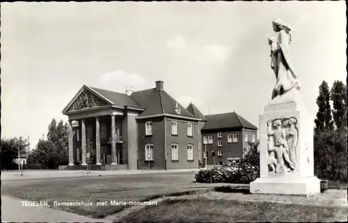 Ak Tegelen Heidenend Venlo Limburg Niederlande, Gemeentehuis met Maria-monument