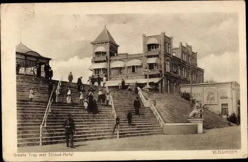 Ak Vlissingen Zeeland Niederlande, Groote Trap met Strand-Hotel