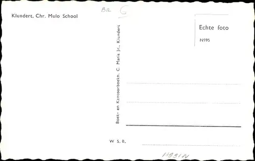 Ak Klundert Nordbrabant, Chr. Mulo School