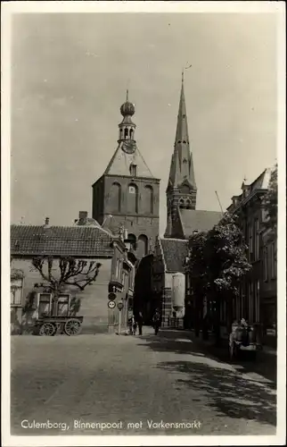 Ak Culemborg Gelderland, Binnenpoort met Varkensmarkt