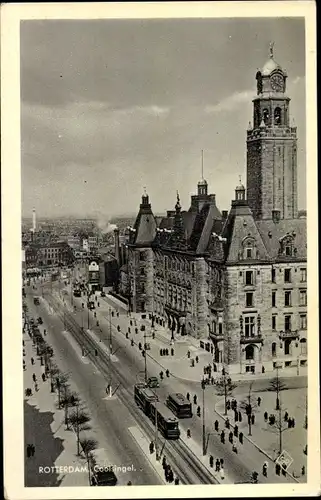 Ak Rotterdam Südholland Niederlande, Coolsingel, Straßenbahn, Luftbild
