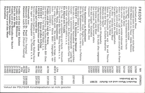 Ak Sänger Freddy, Portrait, Polydor-Schallplatten, Autogramm, Hafen