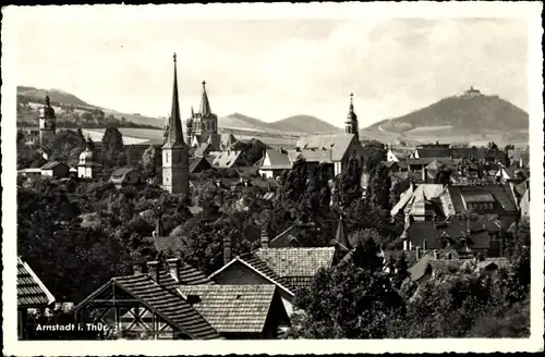 Ak Arnstadt im Ilm Kreis Thüringen, Ortsansicht mit Kirche und Wachsenburg