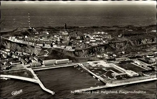 Ak Nordseeinsel Helgoland, Fliegeraufnahme, Hafenanlagen