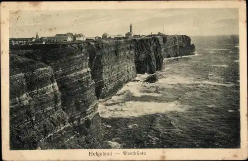 Ak Nordseeinsel Helgoland, Westküste, Leuchtturm