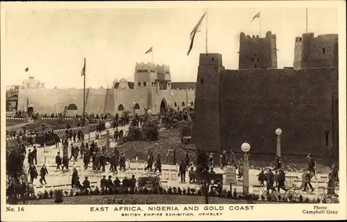 Ak Wembley London England, British Empire Exhibition, East Africa, Nigeria, Gold Coast