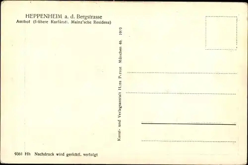 Künstler Ak Heppenheim an der Bergstraße, Amthof