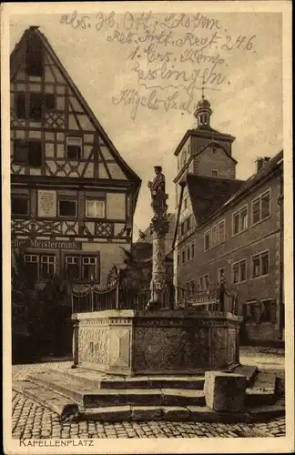 Ak Rothenburg ob der Tauber Mittelfranken, Kapellenplatz, Brunnen