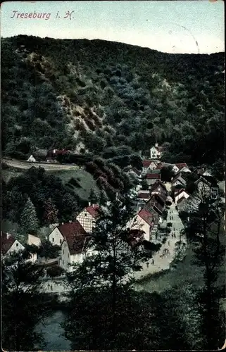 Ak Treseburg Thale im Harz, Blick auf Ort, Hotel Forelle, Inh. R. Palmie