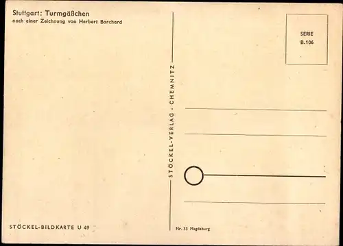 Künstler Ak Borchard, Herbert, Stuttgart am Neckar, Turmgässchen