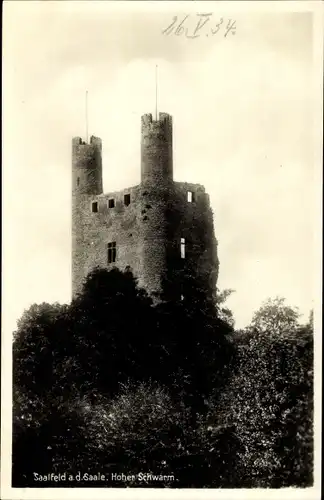 Ak Saalfeld an der Saale Thüringen, Hoher Schwarm, Ruine