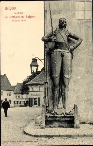 Ak Belgern an der Elbe, Roland am Rathaus