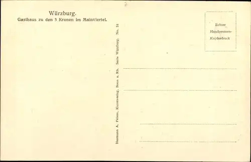 Ak Würzburg am Main Unterfranken, Gasthaus zu den 3 Kronen im Mainviertel