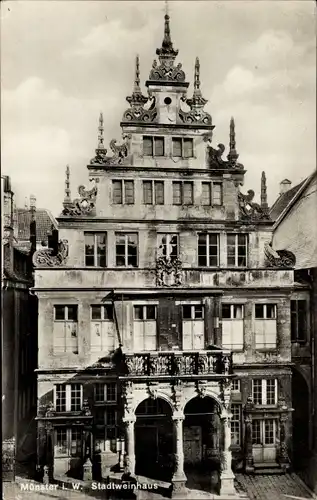 Ak Münster in Westfalen, Außenfassade des Stadtweinhauses