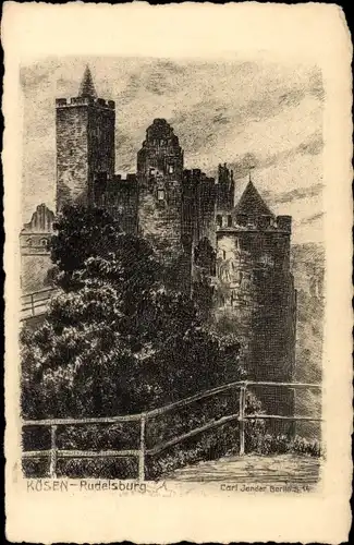 Künstler Ak Bad Kösen Naumburg an der Saale, Rudelsburg