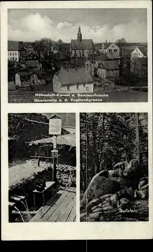 Ak Obercrinitz Crinitzberg in Sachsen, Panorama, Mineralquelle, Taufstein