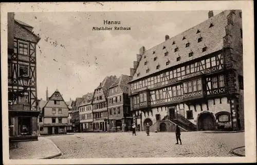 Ak Hanau Main Kinzig Kreis, Partie am Altstädter Rathaus, Marktplatz