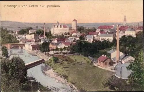 Ak Zschopau im Erzgebirge Sachsen, von Osten aus gesehen