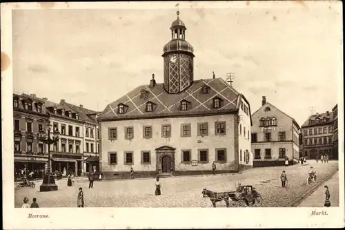 Ak Meerane in Sachsen, Markt, Kutsche