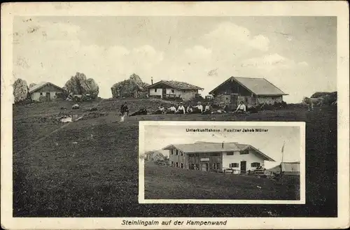 Ak Aschau im Chiemgau Oberbayern, Steinlingalm, Auf der Kampenwald, Unterkunftshaus