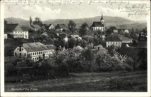 Ak Bertsdorf Hörnitz Landkreis Görlitz, Kirche, Wohnhäuser