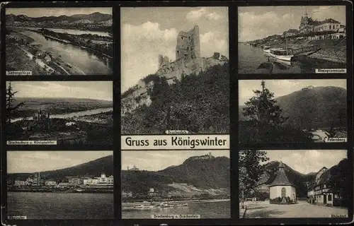 Ak Königswinter am Rhein, Drachenfels, Drachenburg, Petersberg, Siebengebirge