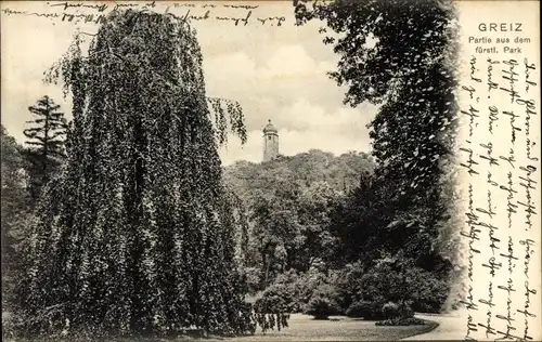 Ak Greiz im Vogtland, Partie aus dem fürstl. Park