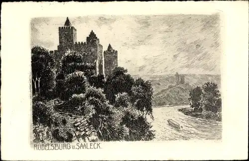 Künstler Ak Thomaczek, Otto, Bad Kösen Naumburg an der Saale, Rudelsburg, Saaleck