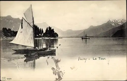 Ak Vevey la Tour Kanton Waadt, Segelpartie