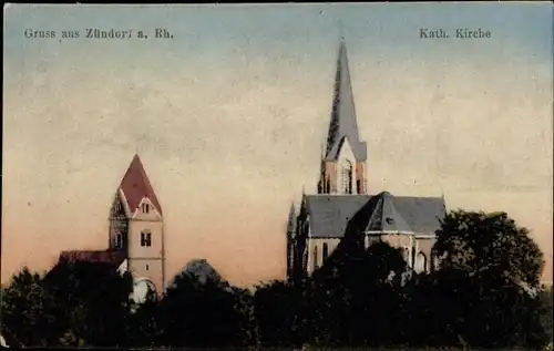 Ak Zündorf Porz Köln am Rhein, Katholische Kirche
