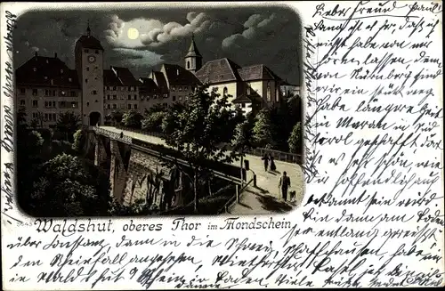 Mondschein Litho Waldshut Tiengen am Hochrhein, Oberes Tor