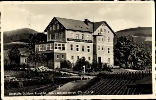 Ak Przesieka Hain Podgórzyn Giersdorf Riesengebirge Schlesien, Berghotel Goldene Aussicht