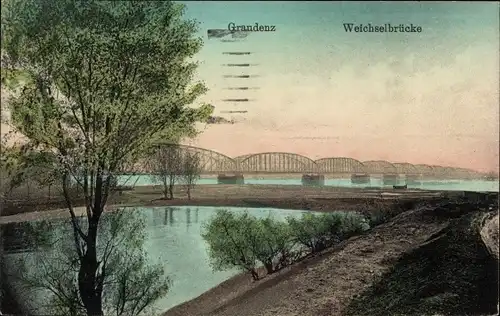 Ak Grudziądz Graudenz Westpreußen, Weichselbrücke