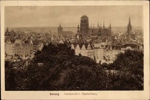 Ak Gdańsk Danzig, Totalansicht vom Bischofsberg