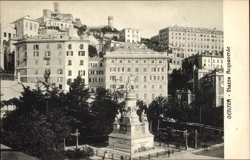 Ak Genova Genua Liguria, Piazza Acquaverde, Denkmal