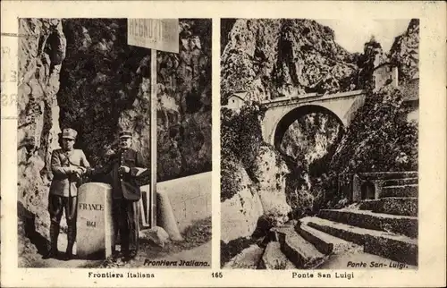Ak Grimaldi di Ventimiglia Liguria, Frontiera Italiana, Ponte San Luigi