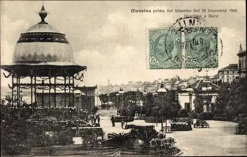 Ak Messina Sizilien, prima del diastro del 28 dicembre 1908, Giardino a Mare