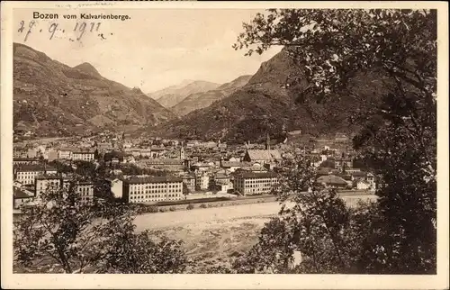 Ak Bozen Bolzano Südtirol, Blick vom Kalvarienberge