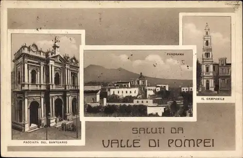 Ak Pompei Campania, Facciata del Santuario, Panorama, il Campanile
