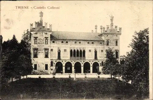 Ak Thiene Veneto, Castello Colleoni, Parkanlage