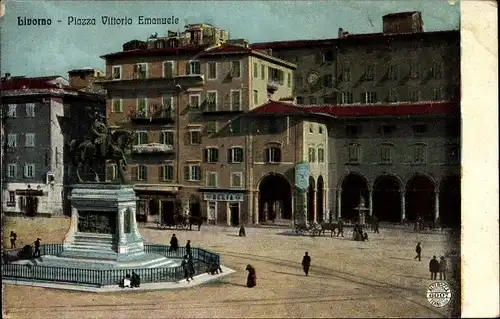 Ak Livorno Toscana, Piazza Vittorio Emanuele