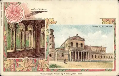 Litho Roma Rom Lazio, Chiostro di S. Paolo, Basilica di S. Paolo