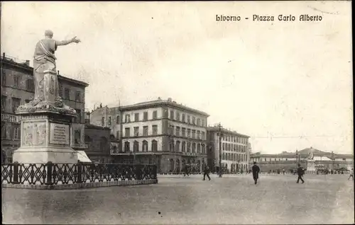 Ak Livorno Toscana, Piazza Carlo Alberto