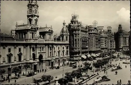 Ak Valencia Stadt Spanien, Plaza del Caudillo