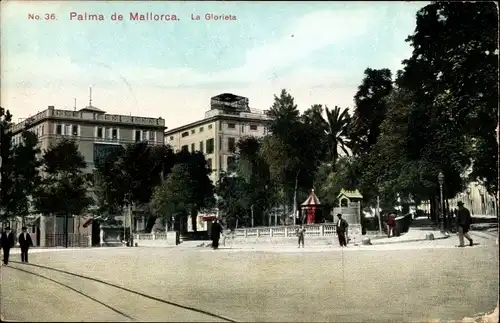 Ak Palma de Mallorca Balearische Inseln Spanien, La Glorieta, Straßenpartie