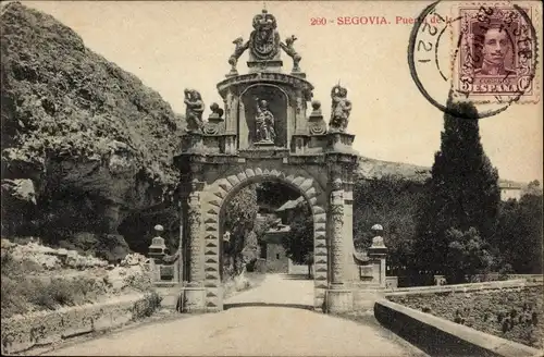 Ak Segovia Kastilien und Leon, Tor, Puerte