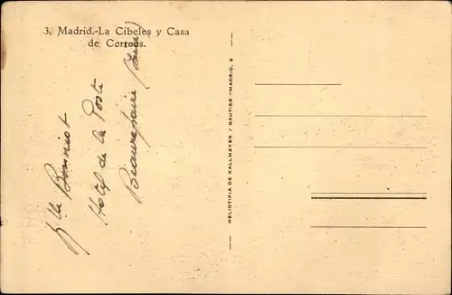 Ak Madrid Spanien, Cibeles y Casa de Corroos