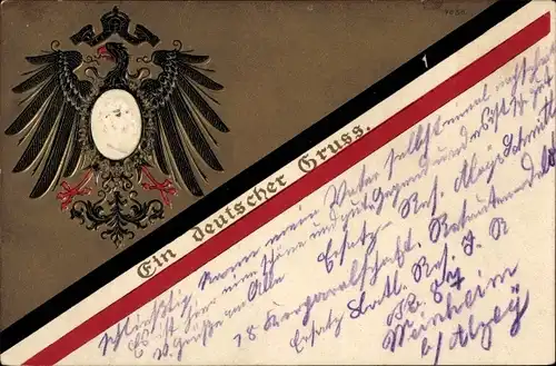 Präge Ak Kaiser Wilhelm II., Ein deutscher Gruß, Adler