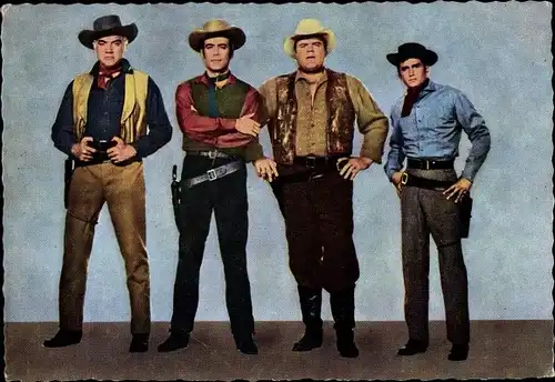 Ak Schauspieler Lorne Greene, Pernell Roberts, Dan Blocker, Michael Landon, Bonanza, Cartwright