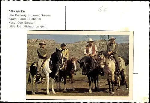 Ak Schauspieler Lorne Greene, Pernell Roberts, Dan Blocker, Michael Landon, Bonanza, Cartwright